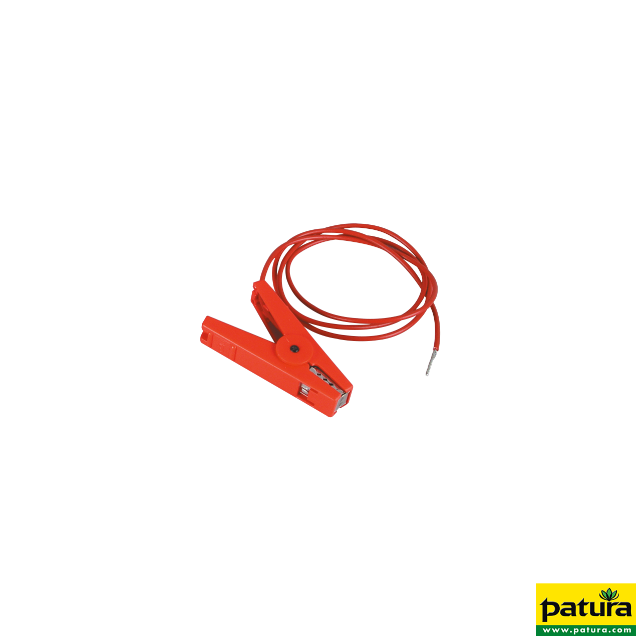 Patura Zaunanschlusskabel, rot, Edelstahlklemme und 3mm Stift
