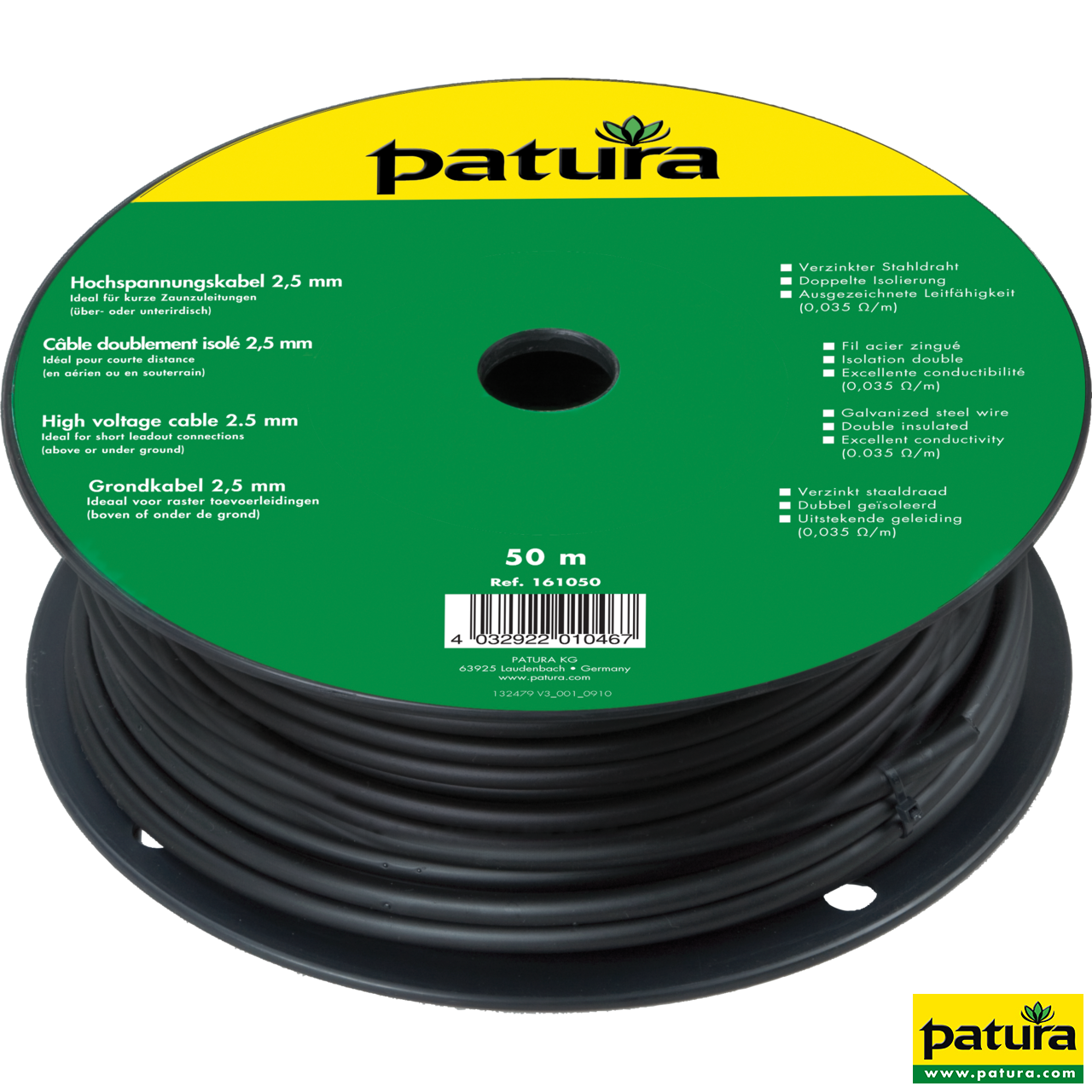 Patura Hochspannungskabel 2,5mm, 50m Rolle