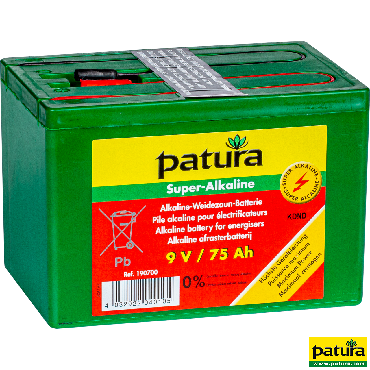 Patura Super-Alkaline Weidezaun-Batterie 9V / 75Ah